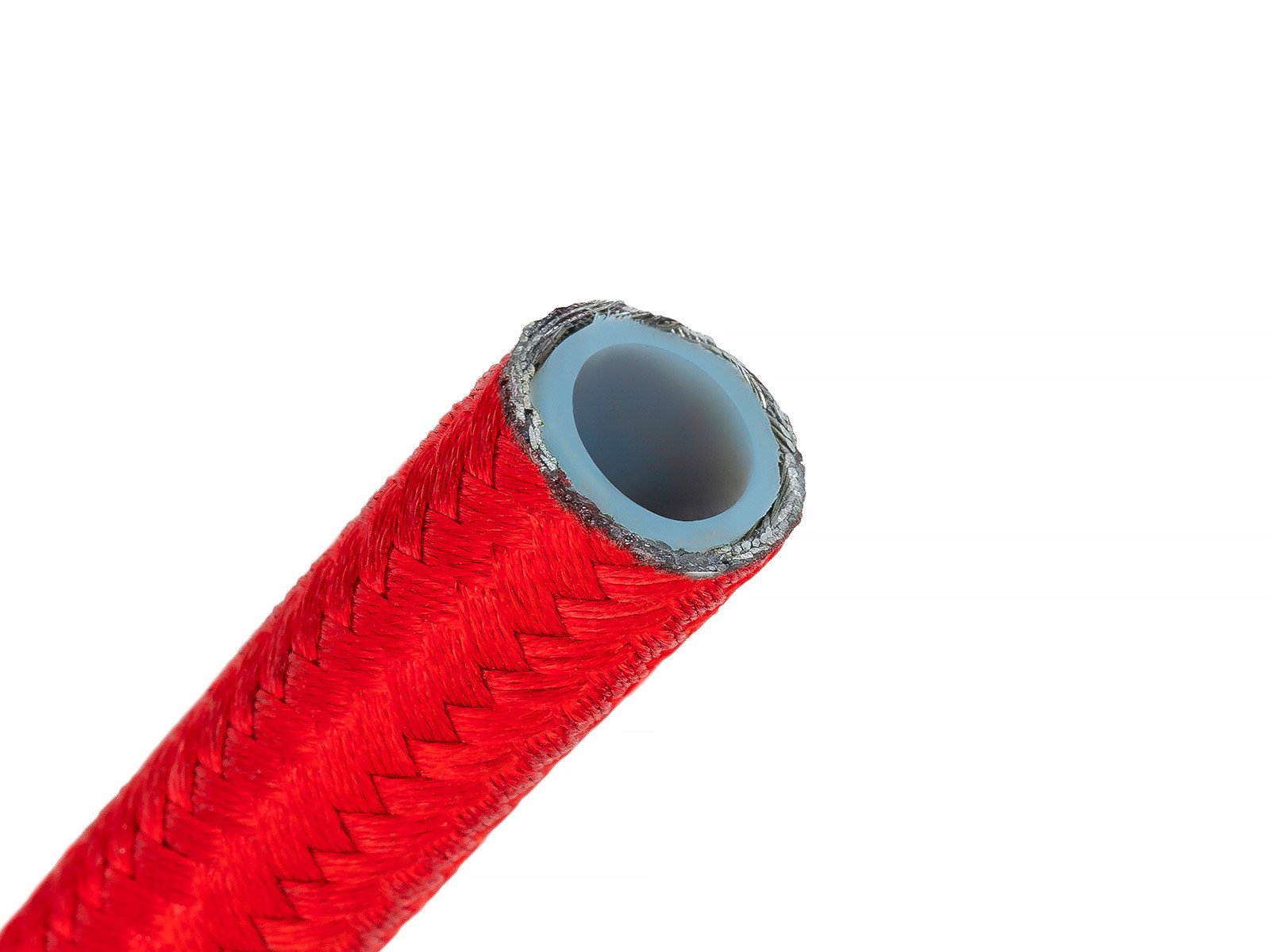 an8-10mm-3-8-przewod-ptfe-teflonowy-w-stalowym-oplocie-czerwony Manguera de combustible AN8 de 10 mm (3/8") con revestimiento de nailon trenzado de PTFE y teflón, color rojo. - Imagen 1