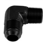 Adaptador AN8-3/8 NPT de 90" con acoplamiento macho-macho para manguera, color negro.