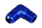 Adaptador AN8-3/8 NPT de 90" con acoplamiento macho-macho para manguera, color azul. - Imagen 2