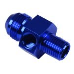 AN8 AN -8 to 3/8 NPT inline 1/8 NPT fuel oil adapter Blue