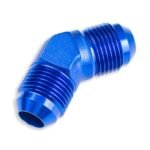 Adaptador AN8 de 45" con acoplamiento macho-macho para manguera, color azul.