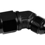 Adaptador AN8 de 45" con acoplamiento hembra-macho para manguera, color negro.