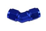 Adaptador AN8 de 45" con acoplamiento hembra-hembra para manguera, color azul.