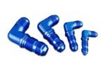 Adaptador AN8 JIC para mamparo, conexión macho para manguera de combustible de 90', color azul.