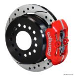 Kit de freno de estacionamiento trasero de perfil bajo Wilwood 140-11403 Dynapro forjado con discos perforados y ranurados, color rojo. - Imagen 2