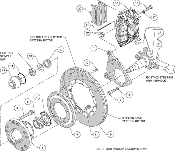 140-11018 Installation-6392B1G Kit de frenos delanteros Wilwood 140-11018 Dynalite Pro Series forjados, perforados, color negro, 11.00 para Ford Mustang 1984-1993 - Imagen 1