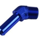Conector de 45' 1/4 NPT a niple de 3/8" azul