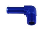 Conector de 90° 1/4 NPT a niple de 3/8" azul