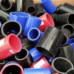 Mix 100 łączników silikonowych 7,6cm i 10cm różne średnice niebiskie, czarne, czerwone.