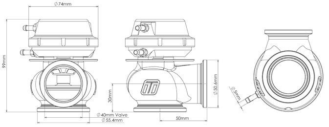specs_compgate Válvula de descarga Turbosmart TS-0505-1006 WG40 Gen4 CompGate40 7 psi - Imagen 1