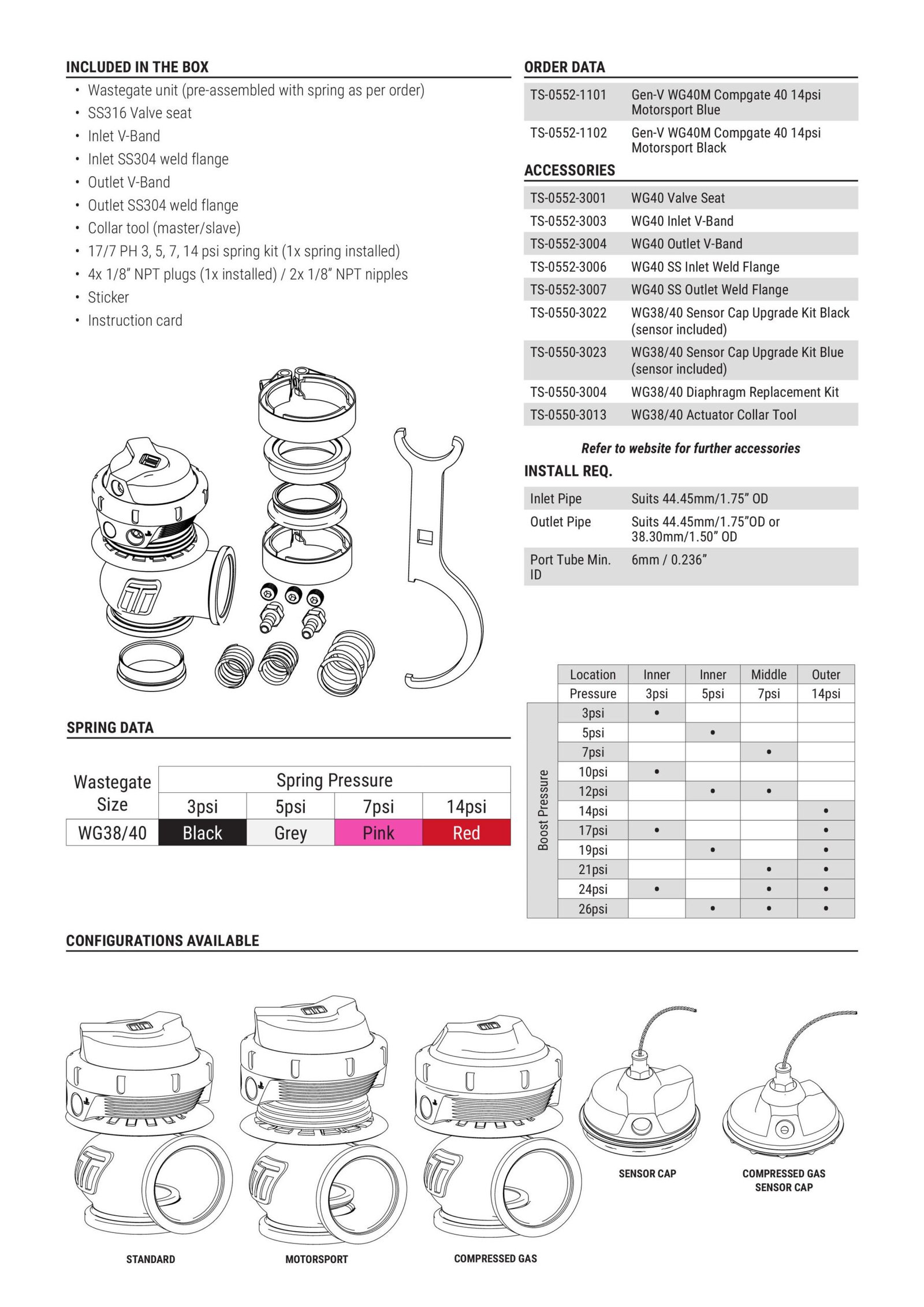 turbosmart-wastegate-wg40m-genv-compgate-40-14psi-motorsport-blue_2 Wastegate Turbosmart TS-0552-1101 WG40M GenV Compgate 40 14 psi Motorsport - Imagen 1