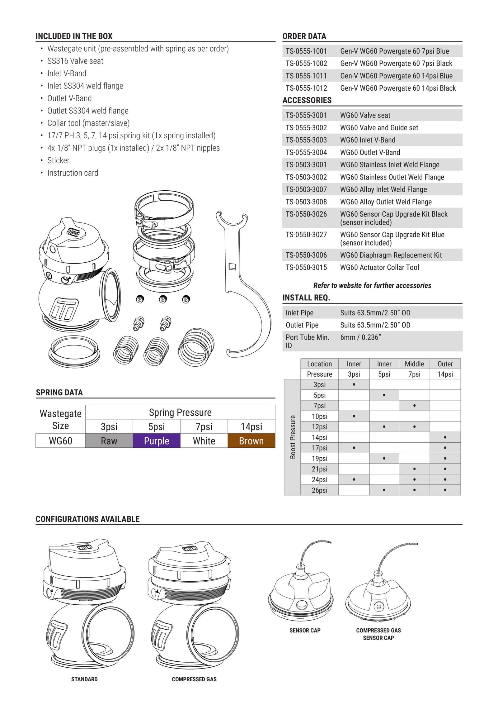 wastegate-turbosmart-power-gate60-7psi-blue_3 Válvula de descarga Turbosmart WG60 GenV Powergate 60 7 psi Azul - Imagen 1