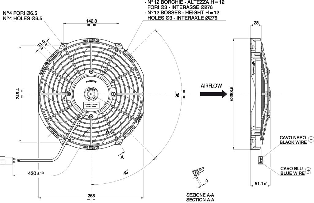 wentylator-osiowy-spal-12v-va11-ap7-c-57a-255-mm_2 Ventilador de refrigeración axial para radiador SPAL 12V VA11-AP7/C-57A (255 mm) - Imagen 1