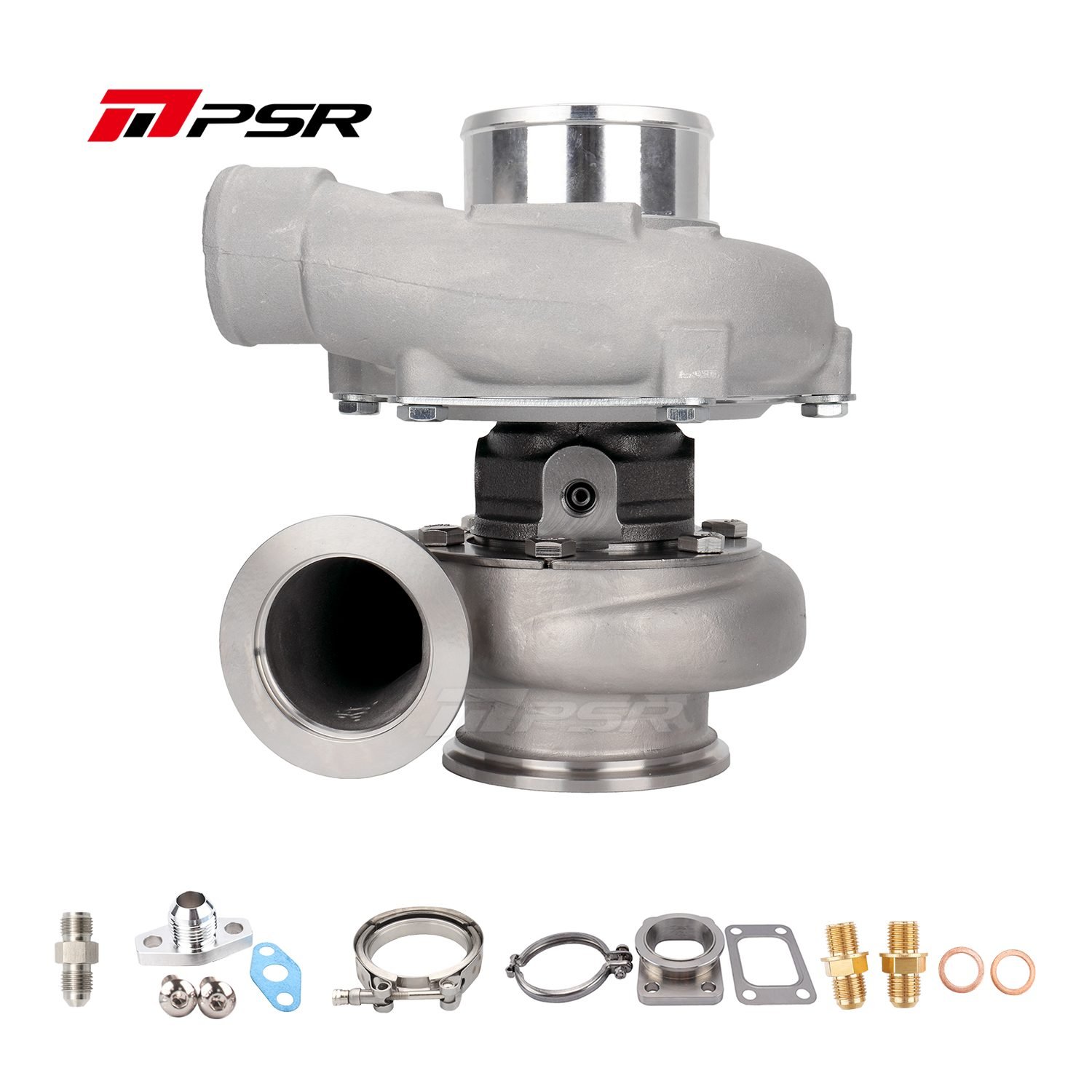 102135784 Turbo Pulsar PSR 3576 Gen2. Adaptador de acero inoxidable de 0,64 pulgadas. Entrada T25. Salida V-Band de 3 pulgadas. Rodamiento de bolas. - Imagen 1