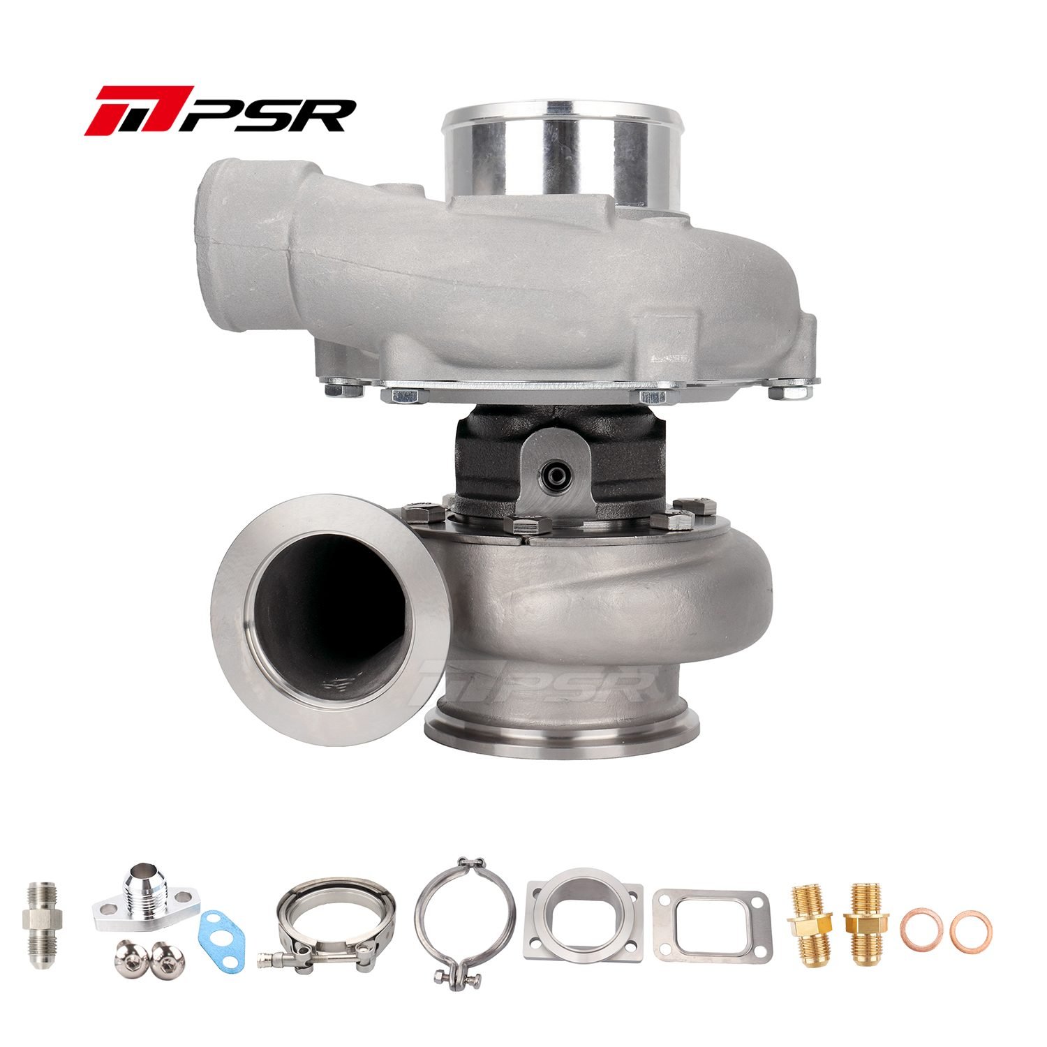 102135788 Turbo Pulsar PSR 3576 Gen2. Adaptador de acero inoxidable de 0,82 pulgadas. Entrada T3. Salida V-Band de 3 pulgadas. Rodamiento de bolas. - Imagen 1