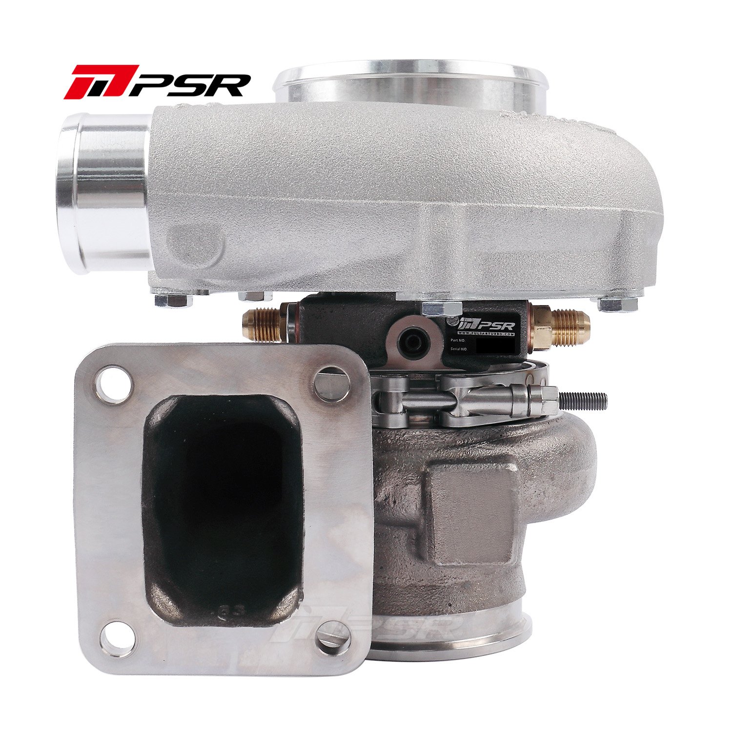 102152810 Turbocompresor Pulsar PSR 6262G 900HP .63 Acero inoxidable T4 Entrada abierta Salida V-Band de 3" Rodamiento de bolas - Imagen 1