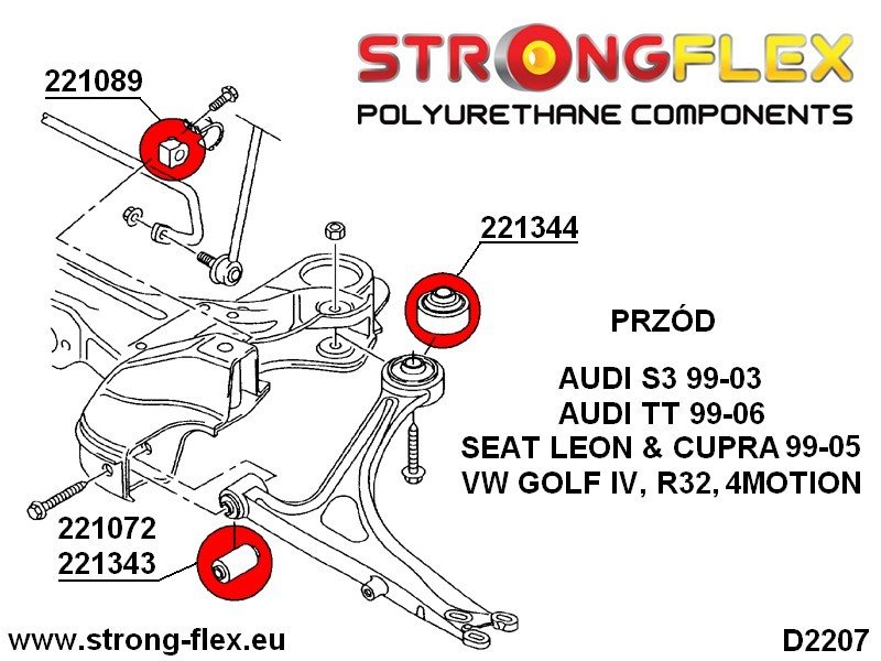 221344a-tuleja-wahacza-przedniego-tylna-sport-volkswagen-vw-golf-4-r32_2 221344A: Casquillo trasero del brazo de suspensión delantero SPORT - Imagen 1