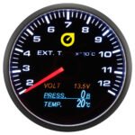 Indicador automático de 60 mm: 4 en 1 para temperatura, voltaje y presión de gases de escape (EGT).