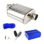 Silenciador de escape activo JRspec con control remoto del acelerador y la bomba de vacío de 76 mm (3") a la derecha