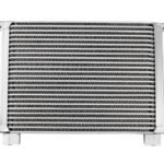 Enfriador de aceite hembra, 25 filas, rosca hembra de 1/2", color plata.