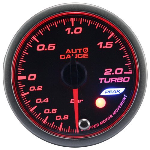 wskaznik-new-auto-gauge-boost-seria-stepper-motor-peak-52mm Nuevo indicador de presión de turbo para automóvil, motor paso a paso, serie Peak, 52 mm, color ámbar. - Imagen 1