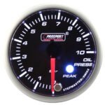 Motor paso a paso con indicador de presión de aceite Prosport, serie Peak, 52 mm, color verde.