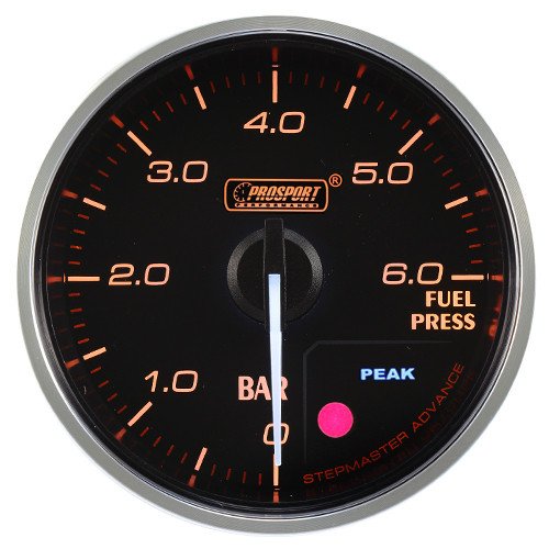wskaznik-prosport-premium-cisnienie-paliwa-52mm Indicador de presión de combustible Prosport Premium de 52 mm, color ámbar. - Imagen 1