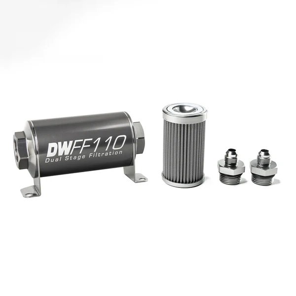 8-03-110-100K-6 Kit de filtro de combustible en línea DeatschWerks -6AN 100 micras 110 mm - Imagen 1