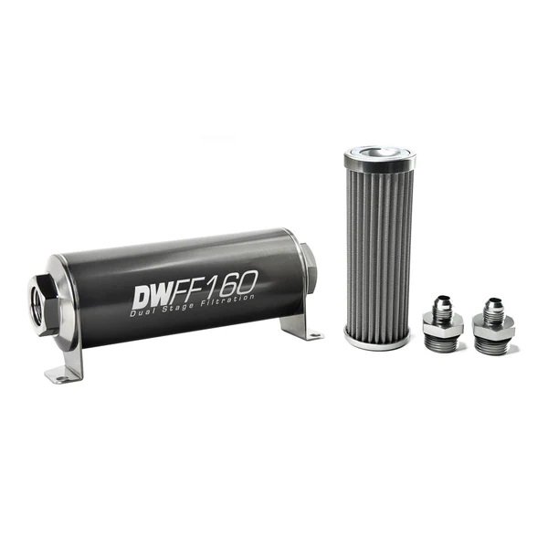 8-03-160-100K-6 Kit de filtro de combustible en línea DeatschWerks - 6AN 100 micras 160 mm - Imagen 1