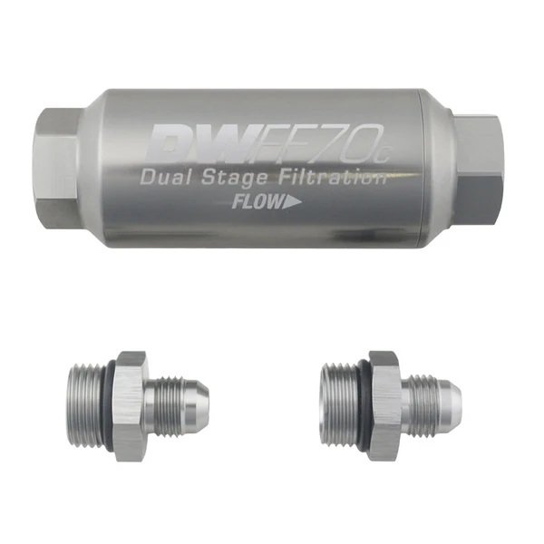 8-03-70C-010K-6 Kit de filtro de combustible compacto en línea DeatschWerks de 10 micras -6AN 70 mm - Imagen 1