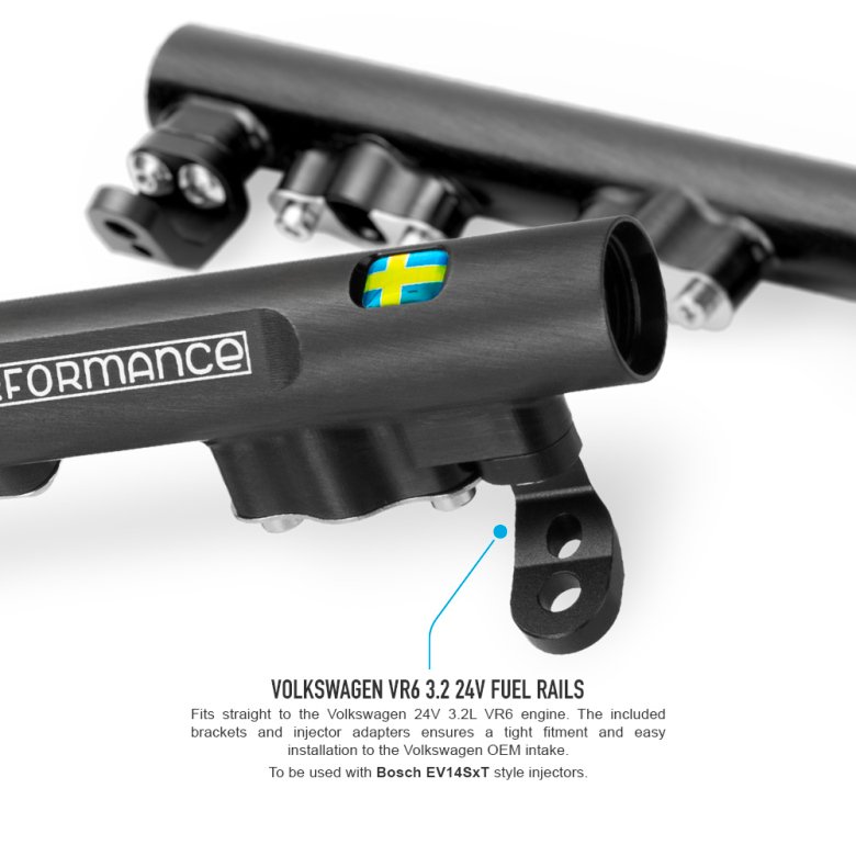 NP-120-09-102-4 Riel de combustible Nuke Performance para Audi A3 TT, VW R32, Beetle, Touareg, 6 cilindros, 3.2L VR6 V24 - Imagen 1